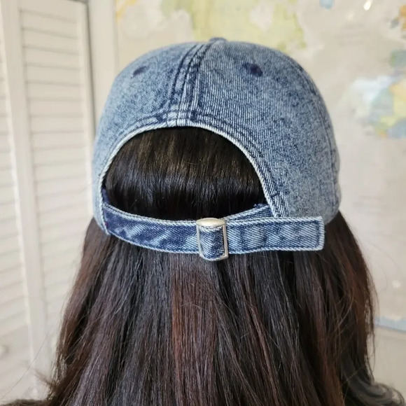 Mighty Fine Acid Wash Denim Embroidered‎ Heart American Flag Baseball Cap Hat - Picture 3 of 7